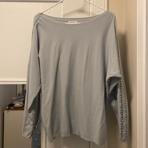 Via Milano Blue-Grey Embellished Crystal Rhinestone Sweater